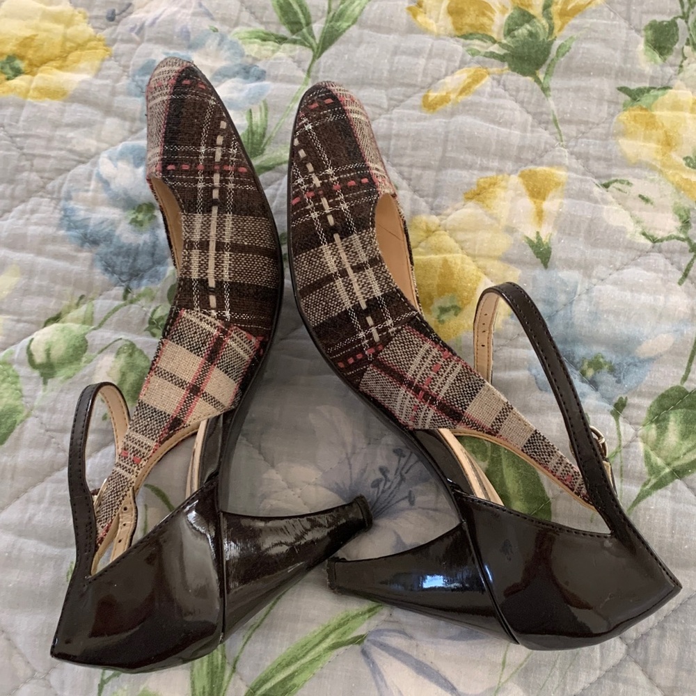 Sam & Libby Brown Plaid Heels